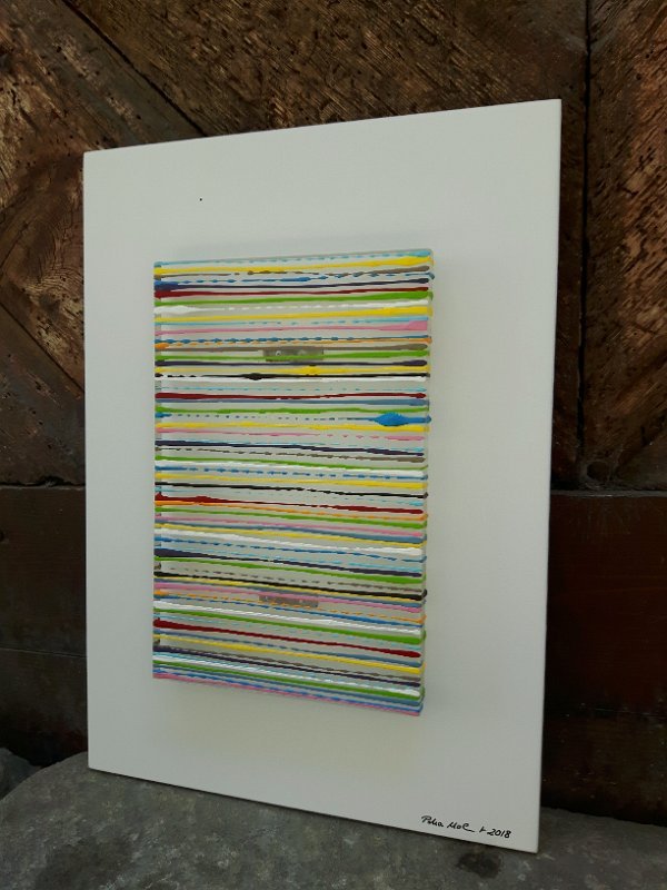 Coloured lines 13 2018 32×23 Lack auf Plexiglas, SOLD